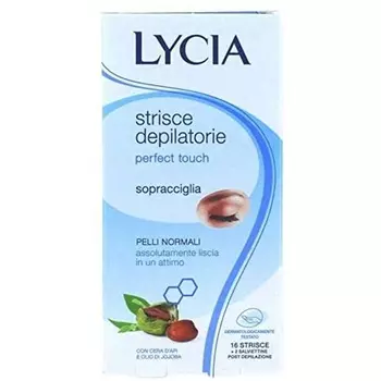 Восковые полоски для бровей Lycia Perfect Touch, 16 полосок и 2 салфетки
