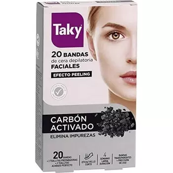 Восковые полоски для лица с активированным углем, Taky