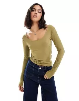 Воскресный свитер с длинным рукавом цвета хаки Cotton:On
