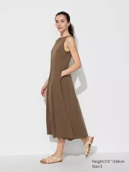 Воздушное платье ultra stretch без рукавов Uniqlo, коричневый