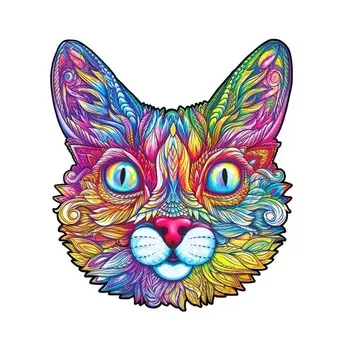 Впечатляющий деревянный пазл с котом 100 деталей Унидрагон UNIDRAGON