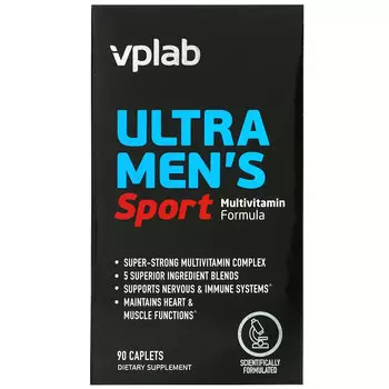 Vplab, Ultra Men’s, мультивитамины для мужчин для физической активности, 90 капсул