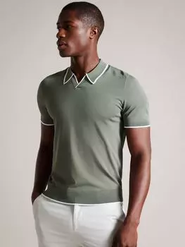 Вязаная футболка-поло Ted Baker Stortfo, хаки