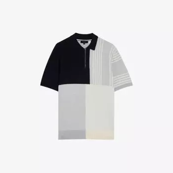 Вязаная рубашка-поло Norez в стиле колор-блок с короткими рукавами Ted Baker, темно-синий