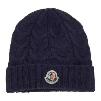 Вязаная шапка с логотипом и нашивкой-логотипом Moncler