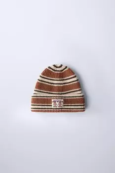 Вязаная шапка в полоску chip 'n' dale disney ZARA, песочный