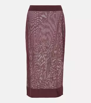 Вязаная юбка-карандаш Saint Laurent, бордовый