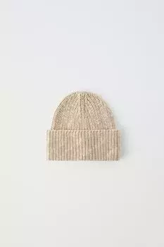 Вязанная шапка ZARA, кэмел
