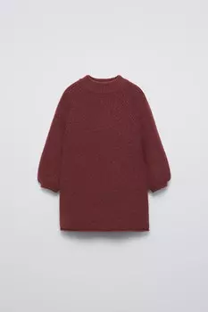 Вязаное платье ZARA, бордовый
