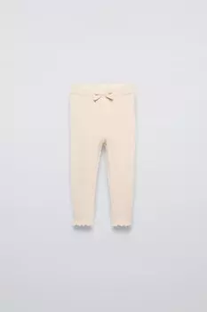 Вязаные леггинсы с бантиком ZARA, экрю
