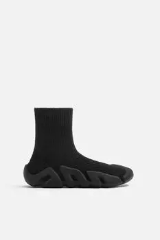 Вязаные высокие кроссовки ZARA, разноцветный