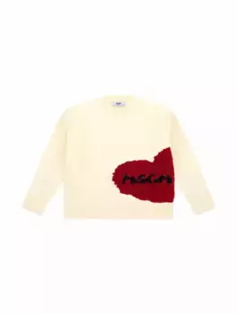 Вязаный джемпер с логотипом MSGM, бежевый