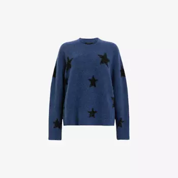 Вязаный джемпер Starlet с круглым вырезом Allsaints, синий