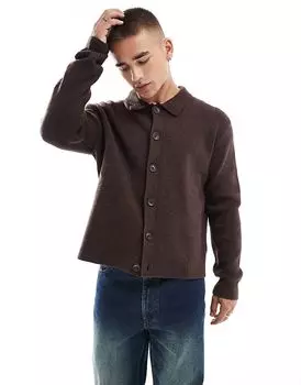 Вязаный кардиган Cotton On от дедушки в шоколадном цвете Cotton:On