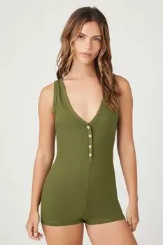 Вязаный комбинезон для отдыха без рукавов в рубчик Forever 21, кипарис