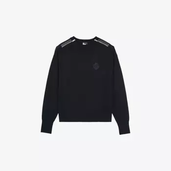 Вязаный шерстяной джемпер с круглым вырезом The Kooples, черный