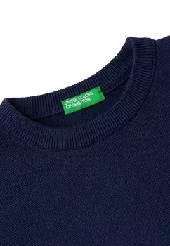 Вязаный свитер CREW NECK WITH EMBROIDERED LOGO United Colors of Benetton, синий