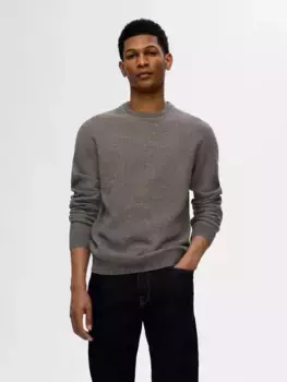 Вязаный свитер SELECTED HOMME "SLHROSS LS KNIT STRUCTURE CREW NECK NOOS", цвет Asphalt