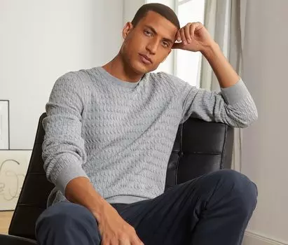 Вязаный свитер Tchibo, хизер серый