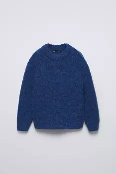 Вязаный свитер ZARA, синий