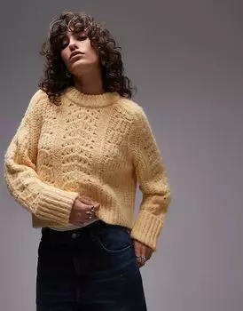 Вязаный свободный джемпер цвета пахты Topshop