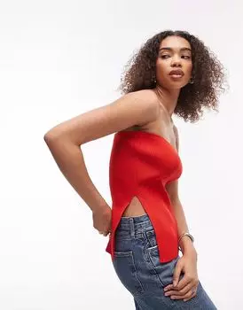 Вязаный топ-бандо Topshop красного цвета