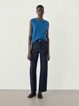 Вязаный топ из смеси шерсти Massimo Dutti, синий