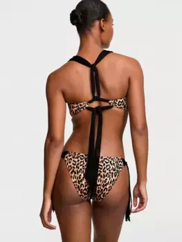 VS Archives Плавающие плавки бикини Cheeky с бахромой в технике макраме Victoria'S Secret Swim, леопардовый принт