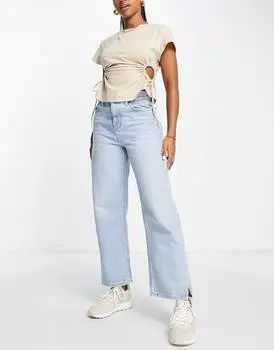 Выбеленные прямые джинсы Topshop с разрезами