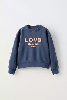 Выцветевшая толстовка с лозунгом ZARA, синий