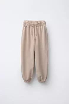 Выцветшие брюки для бега трусцой ZARA, бежевый