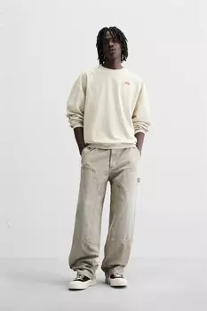 Выцветшие плотничьи брюки с карманами ZARA, камень