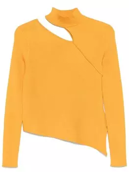 Вырезанный ребристый свитер DKNY, желтый