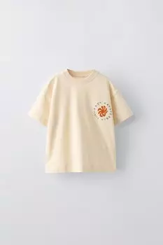 Вышитая футболка ZARA, экрю