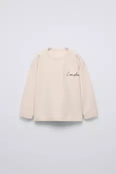 Вышитая футболка ZARA, экрю