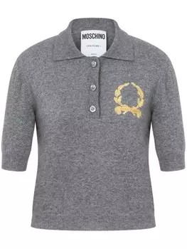 Вышитая рубашка поло Moschino, серый