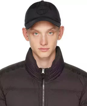 Вышитая шапка Stone Island, черный