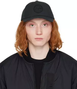 Вышитая шапка Stone Island, черный