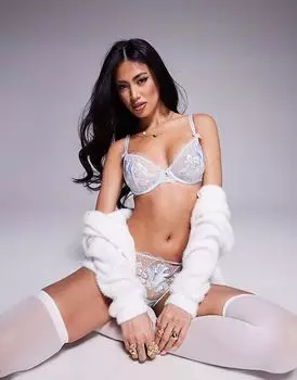 Вышитый бюстгальтер-балконет Boux Avenue Gisella синего цвета