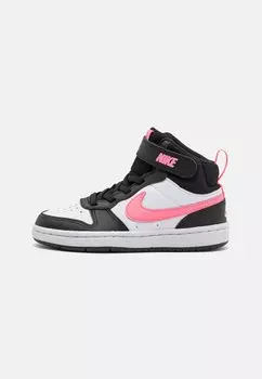 Высокие кеды Court Borough Mid 2 Unisex Nike, цвет black/sunset pulse/white