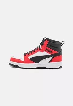Высокие кеды Rebound V6 Mid Jr Unisex Puma, цвет white/black/for all time red