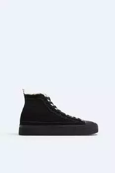 Высокие кроссовки из денима ZARA, черный