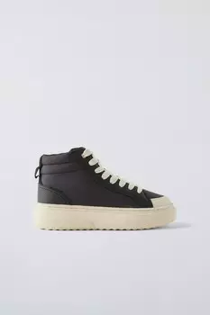Высокие кроссовки из ткани ZARA, черный