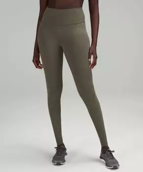 Высокие леггинсы Wunder Train Lululemon, зеленый