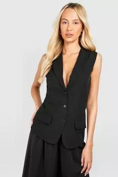 Высокий жилет на тканых пуговицах boohoo, черный