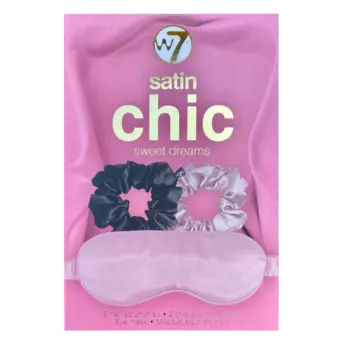 W7 Satin Chic комплект: повязка для сна 1 шт + резинка для волос 2 шт.