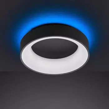 Wofi LED потолочный светильник Cameron круглый 45см черный 26Вт 2100лм CCT 2700K-5500K RGB подсветка с регулируемой яркостью и дистанционным управлением