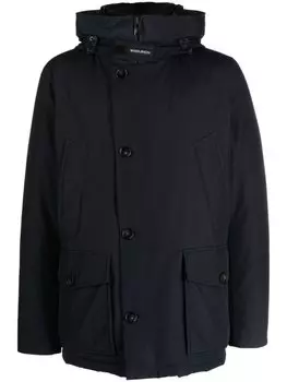 Woolrich Arctic button-up hooded down jacket, синий