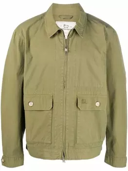 Woolrich бомбер на молнии, зеленый