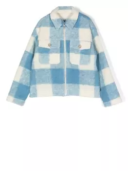 Woolrich Kids трикотажная куртка в клетку, синий